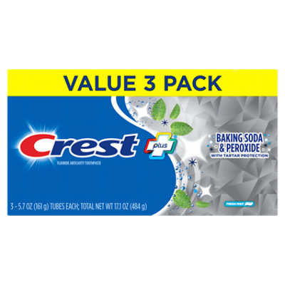 Crest Fresh Mint Baking Soda & Peroxide Whitening Toothpaste Value Pack - 3-5.7 Oz - Image 5