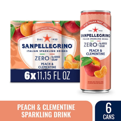 Sanpellegrino Italian Sparkling Drink Zero Sugar Peach and Clementine - 6 - 11.15 Fl. Oz. - Image 1