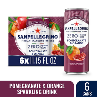 Sanpellegrino Italian Sparkling Drink Zero Sugar Pomegranate and Orange - 6 - 11.15 Fl. Oz. - Image 1