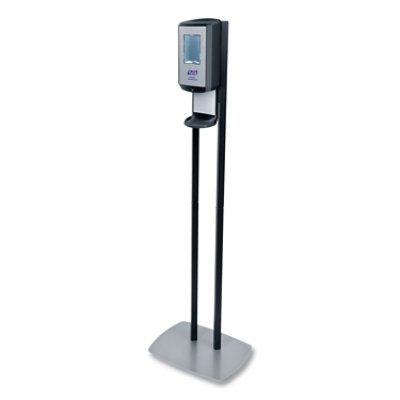 Purell CS6 Hand Sanitizer Floor Stand with Dispenser, 1,200 mL, 13.5 x 5 x 28.5, Graphite/Silver - Image 1