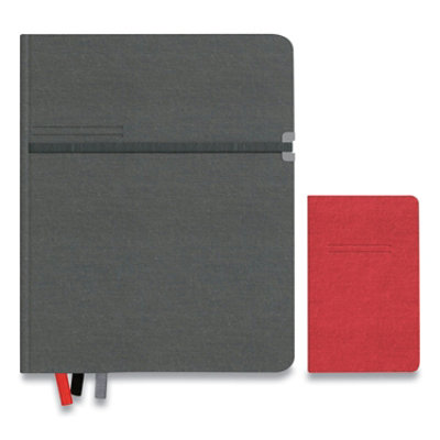 TRU RED Large Mastery with Pocket Journal, Narrow Rule, Charcoal/Red Cover, 8 x 10, 192 Sheets - Image 1