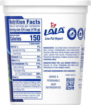 Lala Blended Strawberry Yogurt - 32 Oz - Image 6