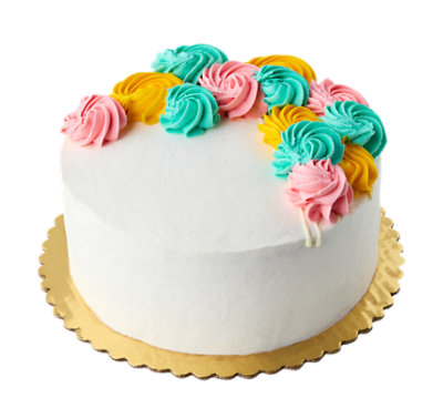 White Cake W/rosettes 7 Inch 2 Layer - Each - Image 1