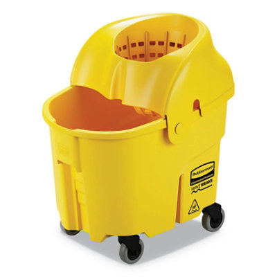 Rubbermaid WaveBrake 2.0 Bucket/Wringer Combos, Down-Press, 35 qt, Plastic, Yellow - Image 1