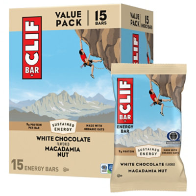 CLIF BAR White Chocolate Macadamia Nut Flavor Energy Bars - 15-2.4 Oz - Image 1