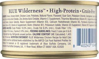 Blue Buffalo Wilderness High Protein Grain Free, Natural Adult Pate Wet Cat Food, Chicken - 3 Oz. - Image 5