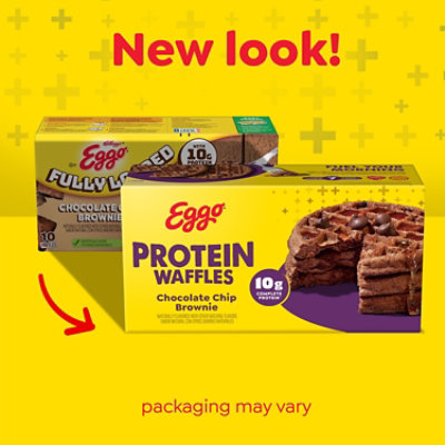 Eggo Fully Loaded Protein Waffles Chocolate Chip Brownie Frozen Breakfast 10 Count - 12.3 Oz - Image 2