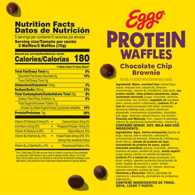 Eggo Fully Loaded Protein Waffles Chocolate Chip Brownie Frozen Breakfast 10 Count - 12.3 Oz - Image 3