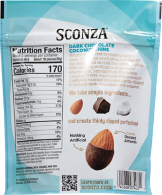 Sconza Thins Dark Chocolate Coconut - 5 Oz - Image 6