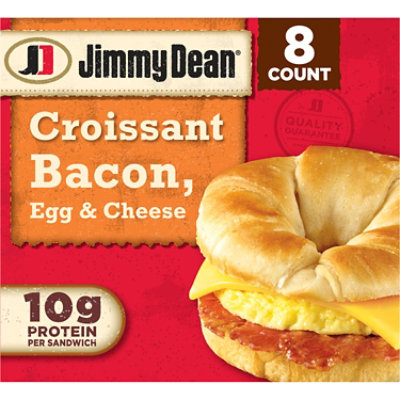 Jimmy Dean Frozen Croissant Breakfast Sandwiches with Bacon Egg and Cheese - 8 Count