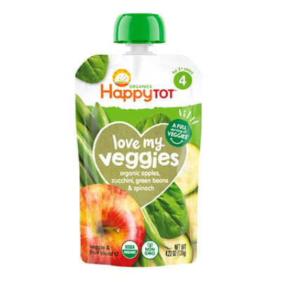 Happy Tot Organics Love My Veggies Stage 4 Apple Zucchini Green Bean Spinach - 4.22 Oz - Image 1