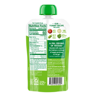 Happy Tot Organics Love My Veggies Stage 4 Apple Zucchini Green Bean Spinach - 4.22 Oz - Image 2
