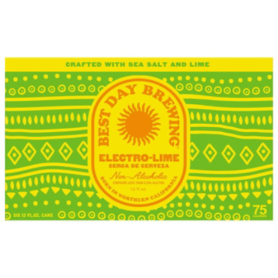 Best Day Non Alcoholic Electro Lime Sea Salt & Lime In Cans - 6-12 Fl. Oz. - Image 2
