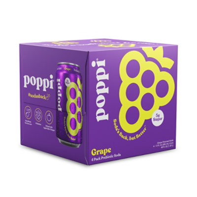 Poppi Prebiotic Grape 4-12 Fl. Oz. - Image 1