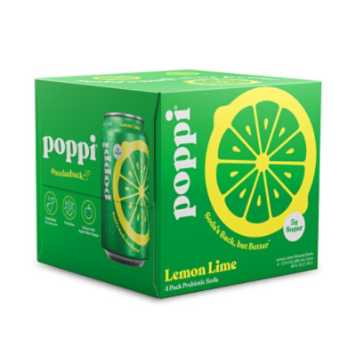 Poppi Prebiotic Lemon Lime - 4-12 Fl. Oz. - Image 1