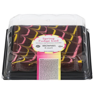 Mjays Spring Fudge Iced Brownie With Pink & Yellow Drizzle - 8-13 Oz - Image 1
