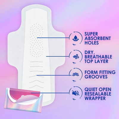 Always Pure Cotton Pads Long Wing - 10 Count - Image 2