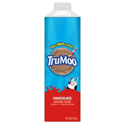 Trumoo Milk Whole Chocolate Vitamin D Ultra-pasteurized Quart Paper Carton Gable/tetra Top - 1 Quart - Image 2