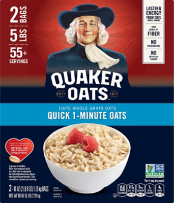 Quaker Whole Grain Oats Quick 1-minute Oats - 80 Oz - Image 1