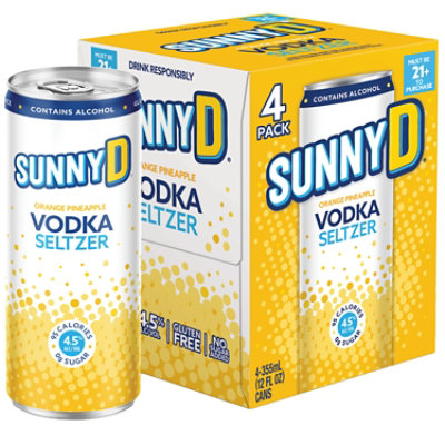Sunny D Vodka Seltzer Pineapple 4 Count - 12 Fl. Oz. - Image 1