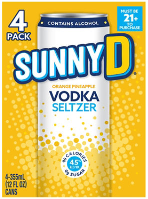 Sunny D Vodka Seltzer Pineapple 4 Count - 12 Fl. Oz. - Image 4