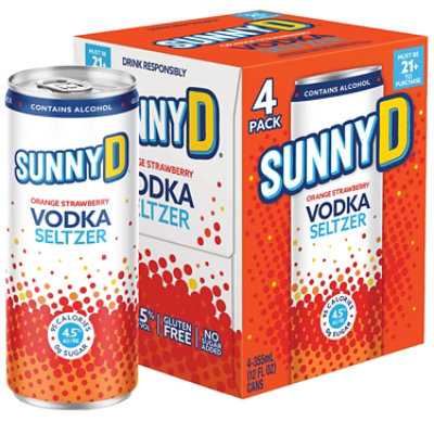 Sunny D Vodka Seltzer Strawberry 4 Count - 12 Fl. Oz. - Image 1