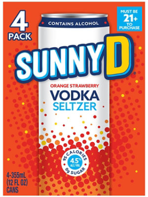 Sunny D Vodka Seltzer Strawberry 4 Count - 12 Fl. Oz. - Image 4