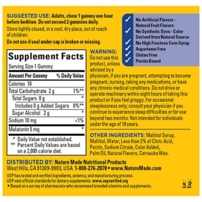 Nature Made Zero Sugar Melatonin Gummies - 70 Count - Image 4