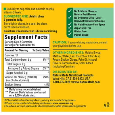 Nature Made Zero Sugar D3 Gummies - 110 Count - Image 4