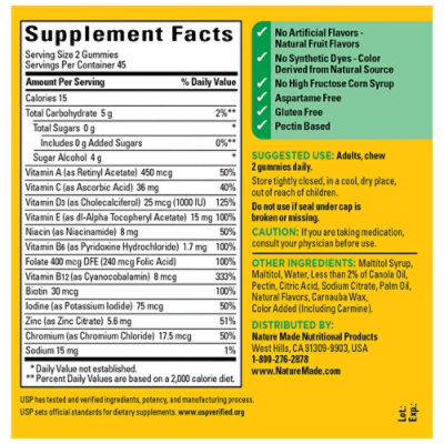 Nature Made Zero Sugar Multi Gummies - 90 Count - Image 4