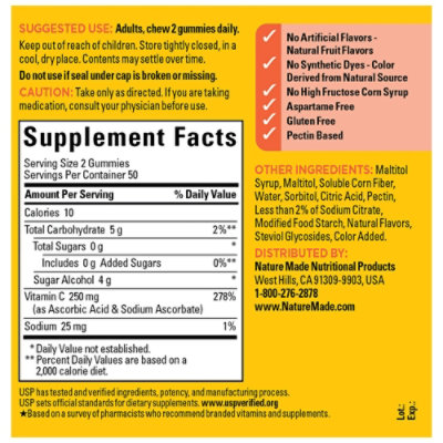 Nature Made Zero Sugar C Gummies - 100 Count - Image 3