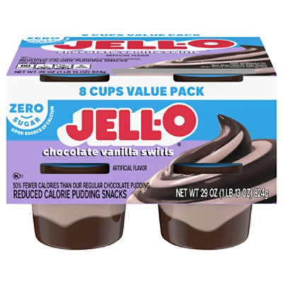 Jell O Chocolate Vanilla Swirls Artificially Flavored Zero Sugar Ready To Eat Pudding Snack Cups Fam - 29 Oz - Image 3