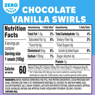 Jell-O Chocolate Vanilla Swirls Artificially Flavored Zero Sugar Ready-to-Eat Pudding Snack Family Size Pack - 8 Count - Image 2
