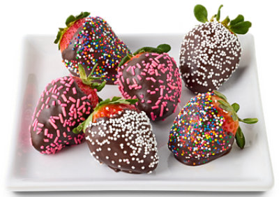 Strawberries Chocolate Dipped With Sprinkles 6 Count - 8 Oz - Image 1