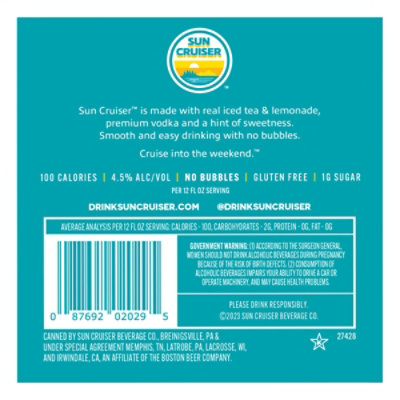 Sun Cruiser Vodka REady To Drink Lemonade & Tea - 4-12 Fl. Oz. - Image 5