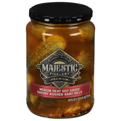 Majestic Medium Heat Hot Sauce Savory Kosher Baby Dills - 24 FZ - Image 3