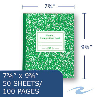 RoaringSpr Grade School Ruled Composition Book, Grade 1 Manuscript Format, Green Cover, (50) 9.75 x 7.75 Sheets - Image 2