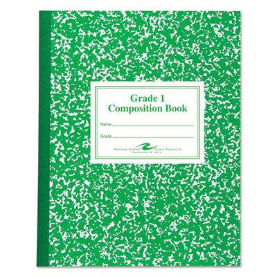 RoaringSpr Grade School Ruled Composition Book, Grade 1 Manuscript Format, Green Cover, (50) 9.75 x 7.75 Sheets - Image 1