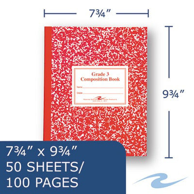 RoaringSpr Grade School Ruled Composition Book, Grade 3 Manuscript Format, Red Cover, (50) 9.75 x 7.75 Sheets - Image 2