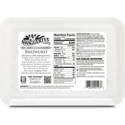 Swaggertys Farm Premium Bratwurst 19oz 5 Count - 19 OZ - Image 5