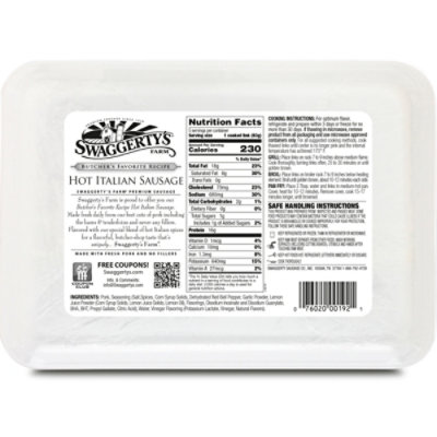 Swaggerty's Farm Premium Italian Hot Sausage, 19 Oz, 5 Count - 19 OZ - Image 5