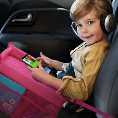 Eggracks by Global Phoenix Kids Safety Travel Tray - Waterproof Car Seat Play Tray with Mesh Pockets - Make Car Journeys Enjoyable - Image 3