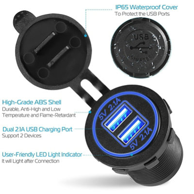 Eggracks by Global Phoenix Dual USB Charger Car Cigarette Lighter Socket Splitter - Smart Charging for Car, Boat, Marine - Image 2