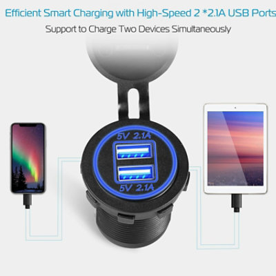 Eggracks by Global Phoenix Dual USB Charger Car Cigarette Lighter Socket Splitter - Smart Charging for Car, Boat, Marine - Image 3