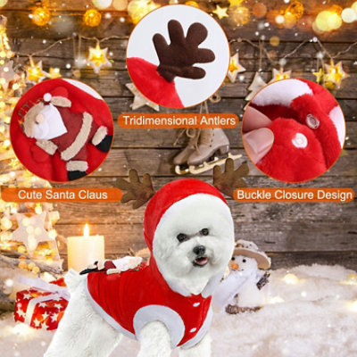 Eggracks by Global Phoenix Pet Christmas Outfit with Santa Claus Pattern and Antlers - Holiday Ready - Image 4