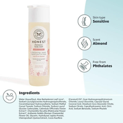 The Honest Company Shampoo Bdy Wsh Swt Almd 10 oz - Pack of 6 - Image 2