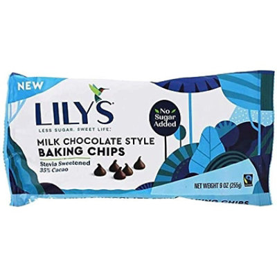 Lilys Sweets Milk Choc Baking Chips 9 oz - Pack of 12 - Image 1