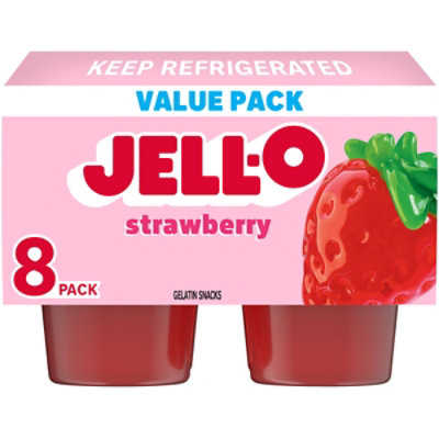 Jell-O Original Strawberry Artificially Flavored Ready-to-Eat Snack Gelatin Value Pack - 8 Count - Image 1