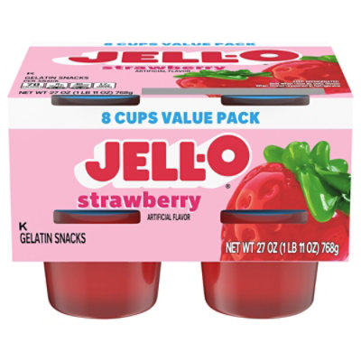 Jell O Original Strawberry Snack Cups Gelatin 27 Oz 8 Count 27 OZ
