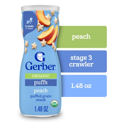 Gerber Organic Bby GAndg Peach Puffs - 1.48 Oz - Image 1